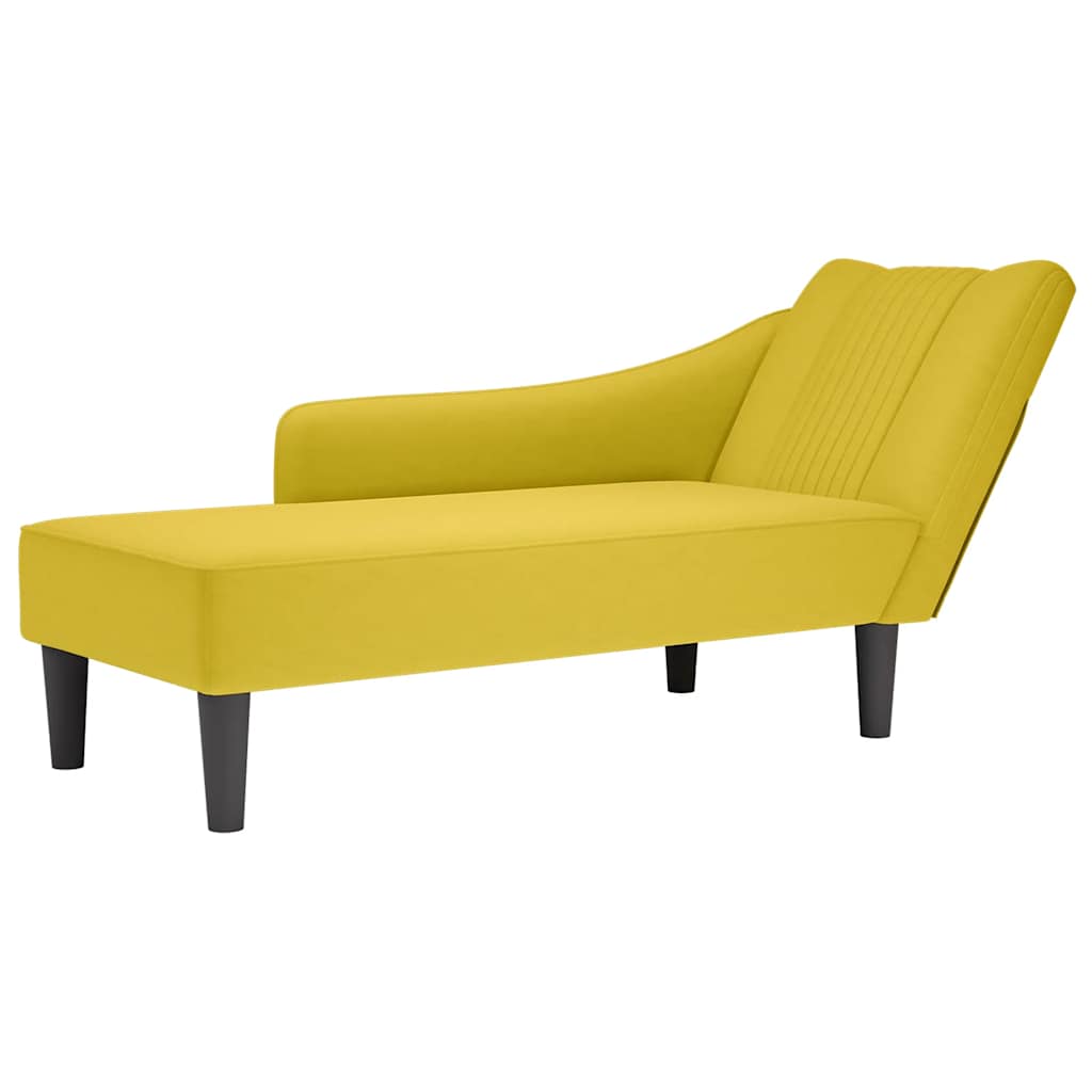 Chaise longue met rechterarmleuning fluweel geel is nu te koop bij PeponiXL, paradijselijk wonen!