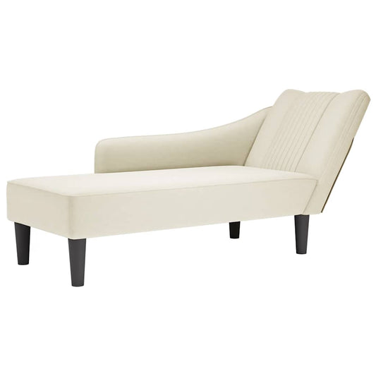 Chaise longue met rechterarmleuning fluweel crèmekleurig is nu te koop bij PeponiXL, paradijselijk wonen!