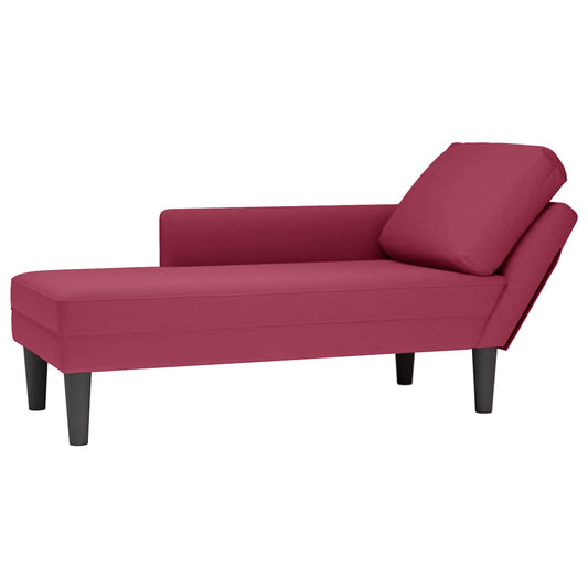 Chaise longue met kussen en rechterarmleuning fluweel wijnrood is nu te koop bij PeponiXL, paradijselijk wonen!
