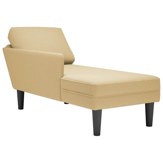 Chaise longue met kussen corduroy stof grijsgroen is nu te koop bij PeponiXL, paradijselijk wonen!