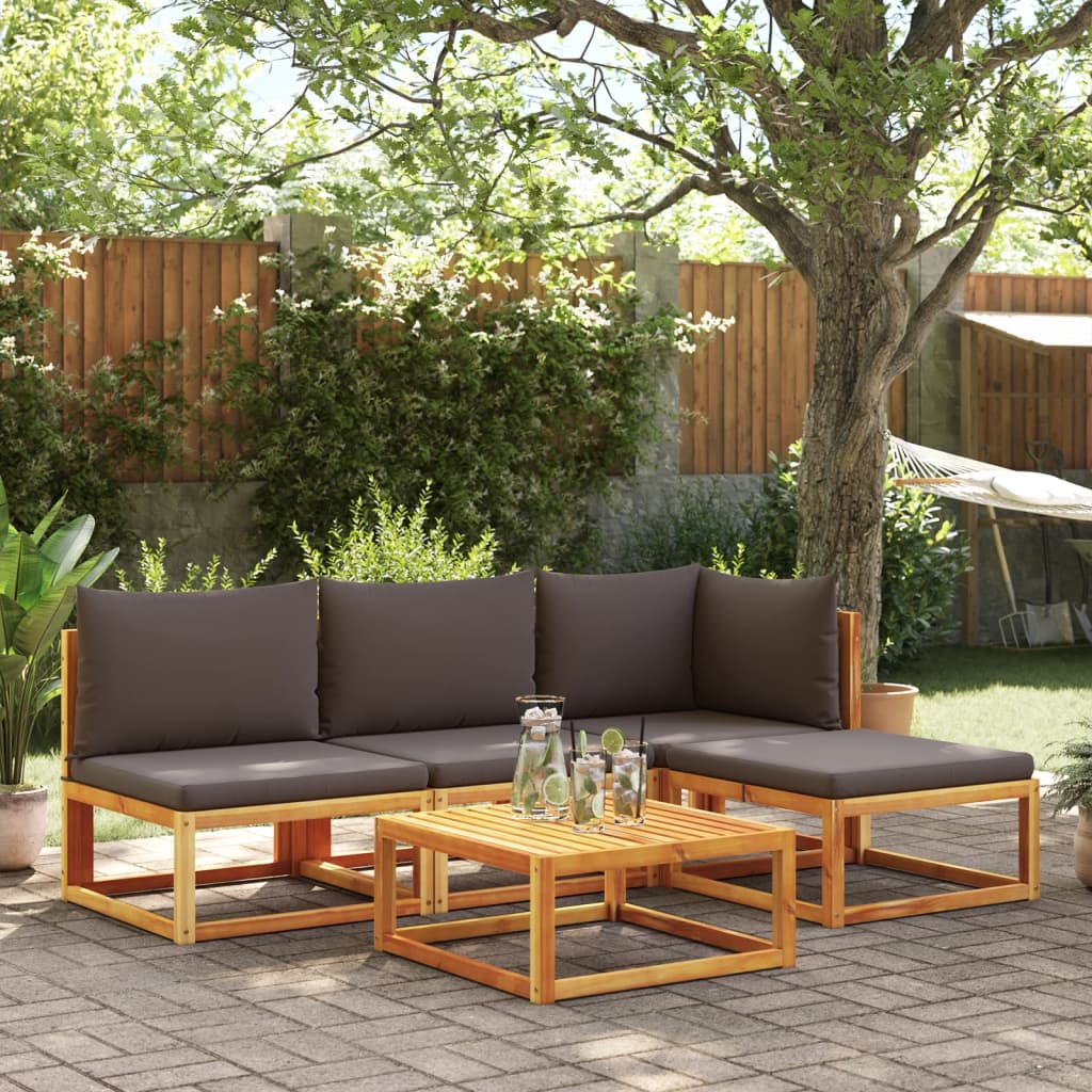 5-delige tuinset met kussens van acaciahout en touw is nu te koop bij PeponiXL, paradijselijk wonen!
