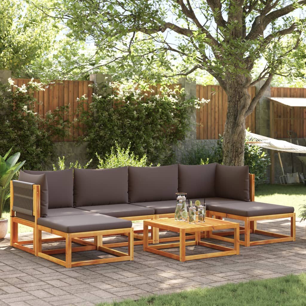 7-delige tuinbankset met kussens acaciahout & touw is nu te koop bij PeponiXL, paradijselijk wonen!