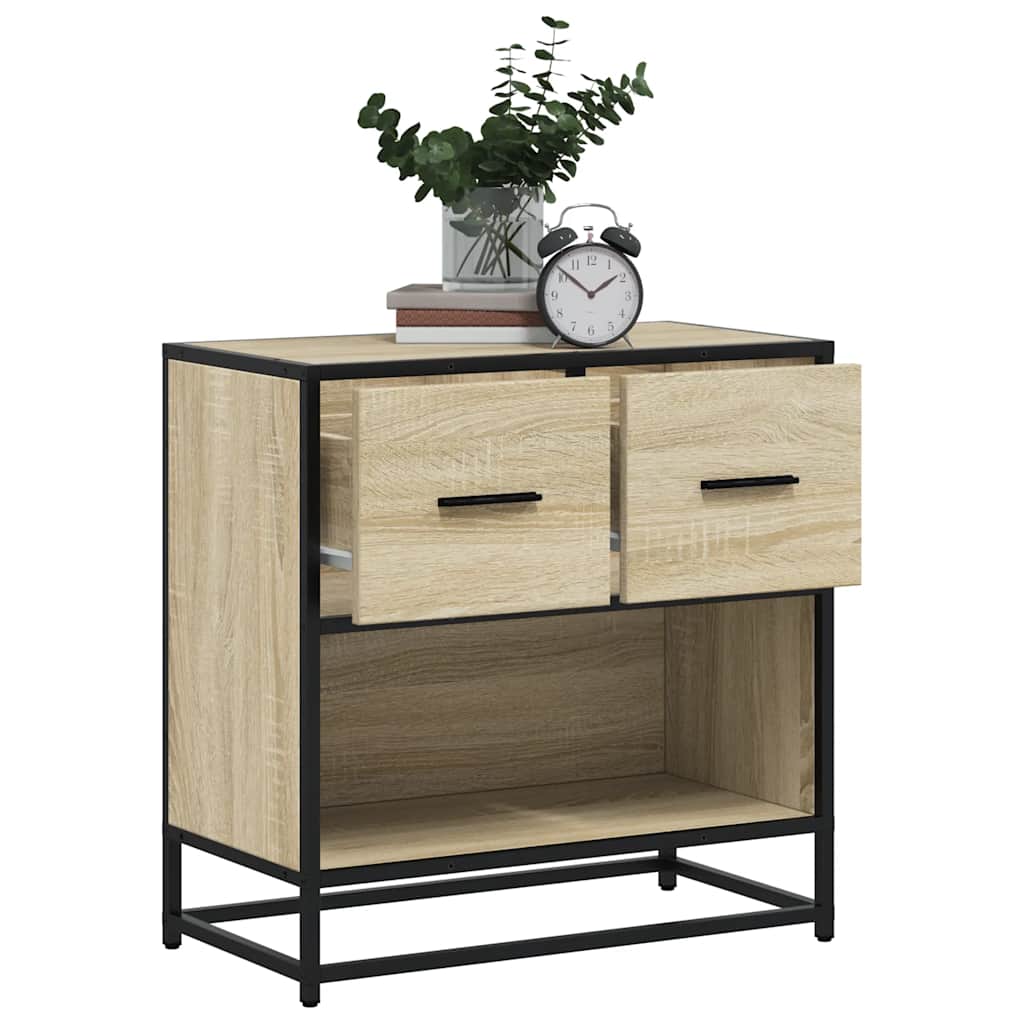 Nachtkastje 60x31x60 cm bewerkt hout en metaal sonoma eiken is nu te koop bij PeponiXL, paradijselijk wonen!