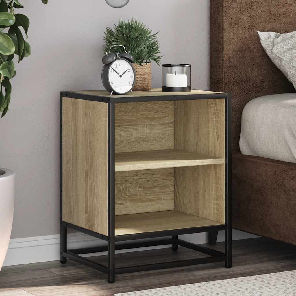 Nachtkastjes 2st 40x31x50cm bewerkt hout en metaal sonoma eiken is nu te koop bij PeponiXL, paradijselijk wonen!