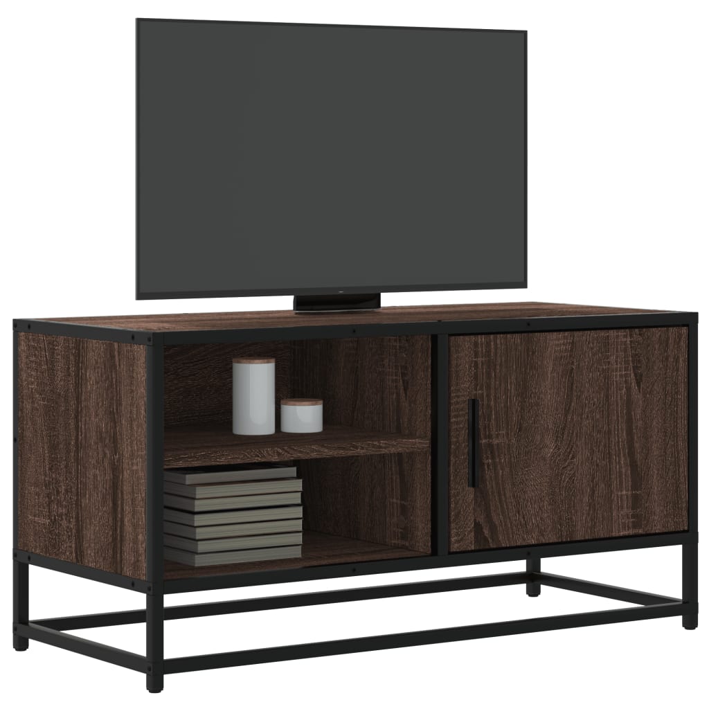 Tv-meubel 80x34,5x40 cm bewerkt hout metaal bruin eikenkleur is nu te koop bij PeponiXL, paradijselijk wonen!