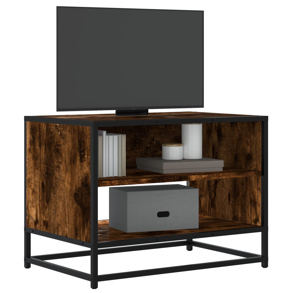 Tv-meubel 61x40x46 cm bewerkt hout metaal gerookt eikenkleurig is nu te koop bij PeponiXL, paradijselijk wonen!