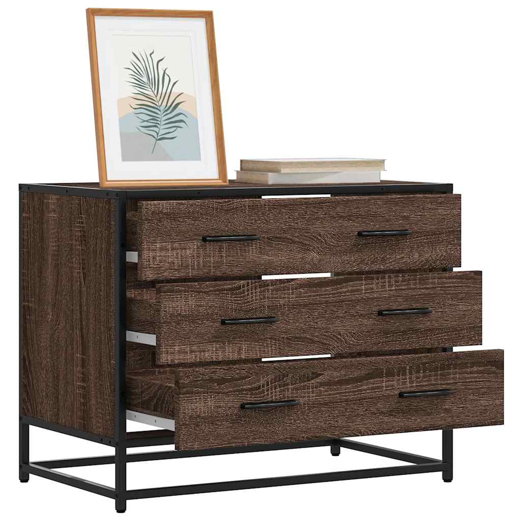 Ladekast 70x41x56 cm bewerkt hout bruin eikenkleur is nu te koop bij PeponiXL, paradijselijk wonen!