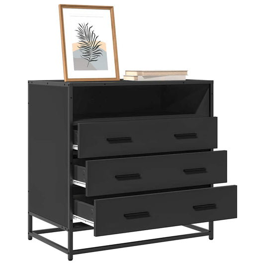 Ladekast 70x41x70 cm bewerkt hout zwart is nu te koop bij PeponiXL, paradijselijk wonen!