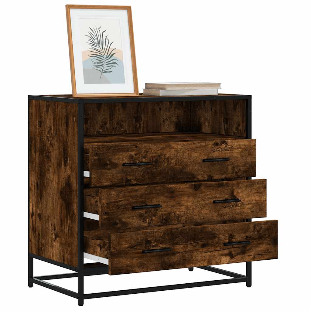 Ladekast 70x41x70 cm bewerkt hout gerookt eikenkleurig is nu te koop bij PeponiXL, paradijselijk wonen!