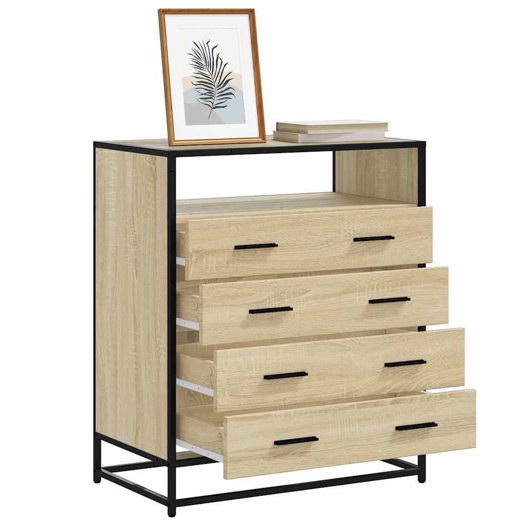 Ladekast 70x41x83,5 cm bewerkt hout sonoma eikenkleurig is nu te koop bij PeponiXL, paradijselijk wonen!