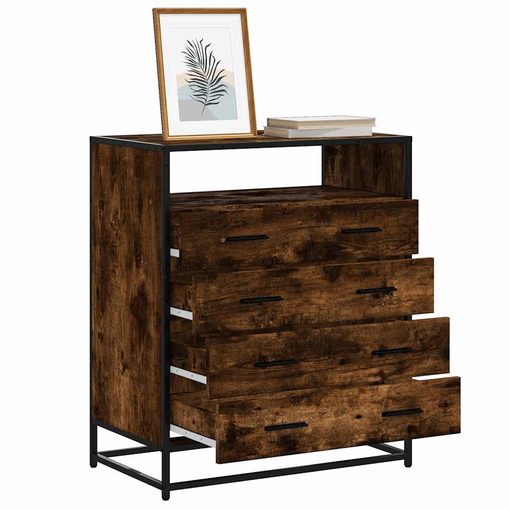 Ladekast 70x41x83,5 cm bewerkt hout gerookt eikenkleurig is nu te koop bij PeponiXL, paradijselijk wonen!