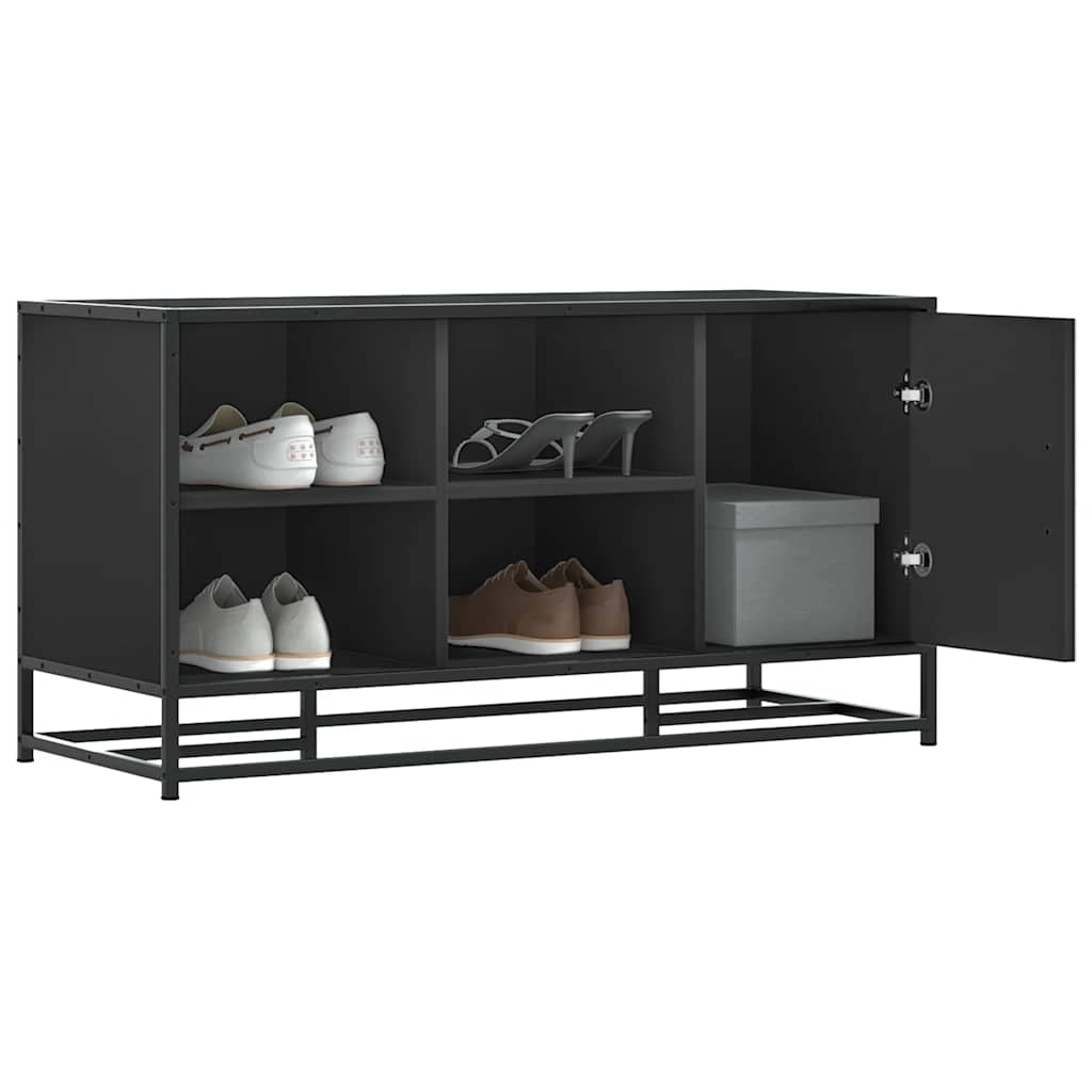 Schoenenbank 100x40x53,5 cm bewerkt hout en metaal zwart is nu te koop bij PeponiXL, paradijselijk wonen!