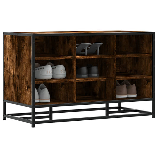 Schoenenbank 84x40x53,5 cm bewerkt hout en metaal gerookt eiken is nu te koop bij PeponiXL, paradijselijk wonen!