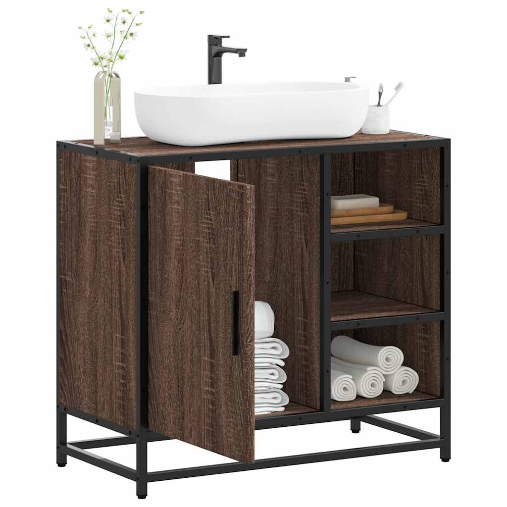 Wastafelkast 65x33x60 cm bewerkt hout bruin eikenkleur is nu te koop bij PeponiXL, paradijselijk wonen!