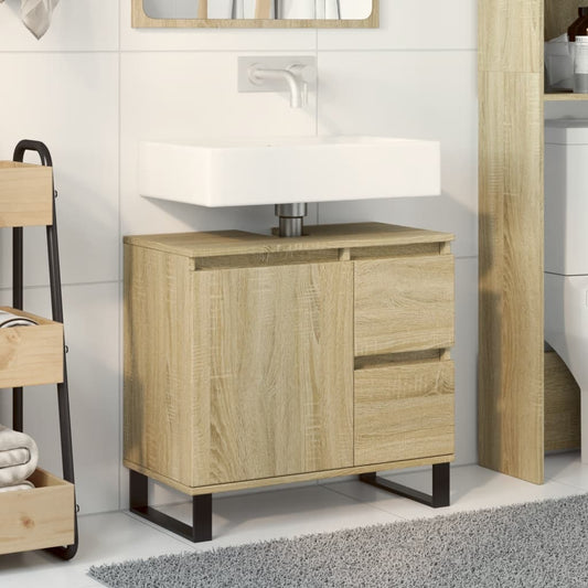 Badkamerkast 65x33x60 cm bewerkt hout sonoma eikenkleurig is nu te koop bij PeponiXL, paradijselijk wonen!