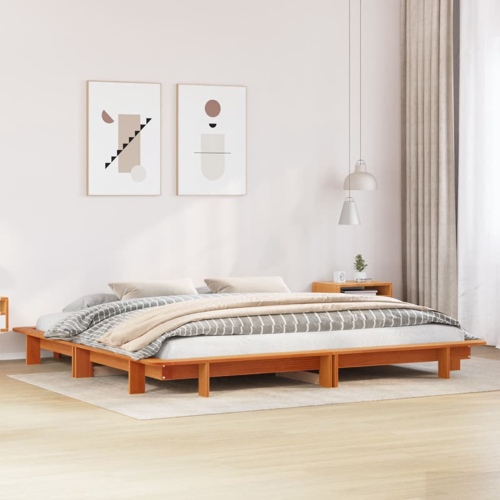 Bedframe zonder matras massief grenenhout wasbruin 160x200 cm is nu te koop bij PeponiXL, paradijselijk wonen!