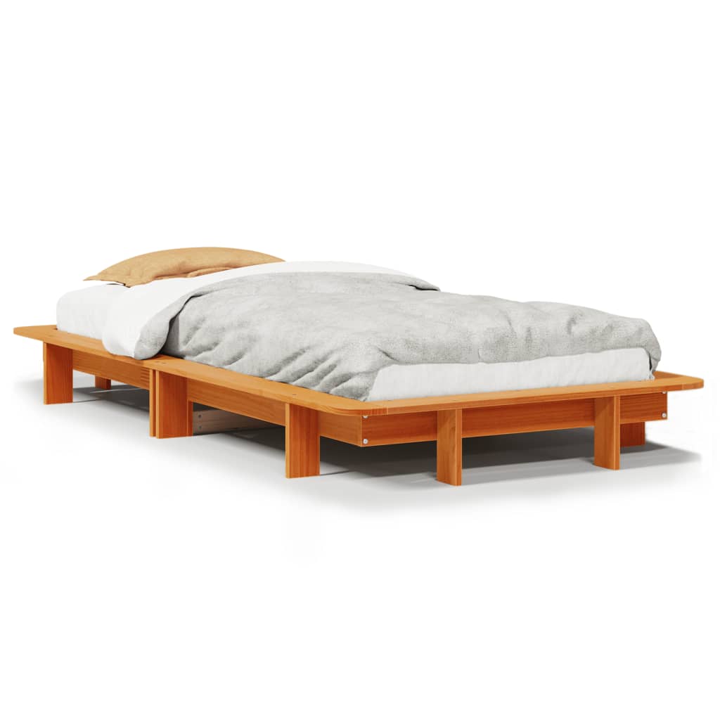 Bedframe zonder matras massief grenenhout wasbruin 90x190 cm is nu te koop bij PeponiXL, paradijselijk wonen!