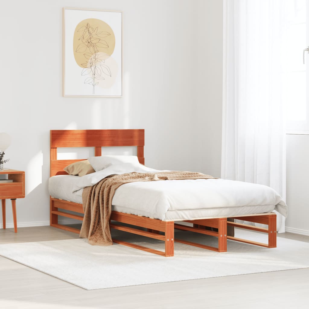 Bedframe zonder matras massief grenenhout wasbruin 90x200 cm is nu te koop bij PeponiXL, paradijselijk wonen!