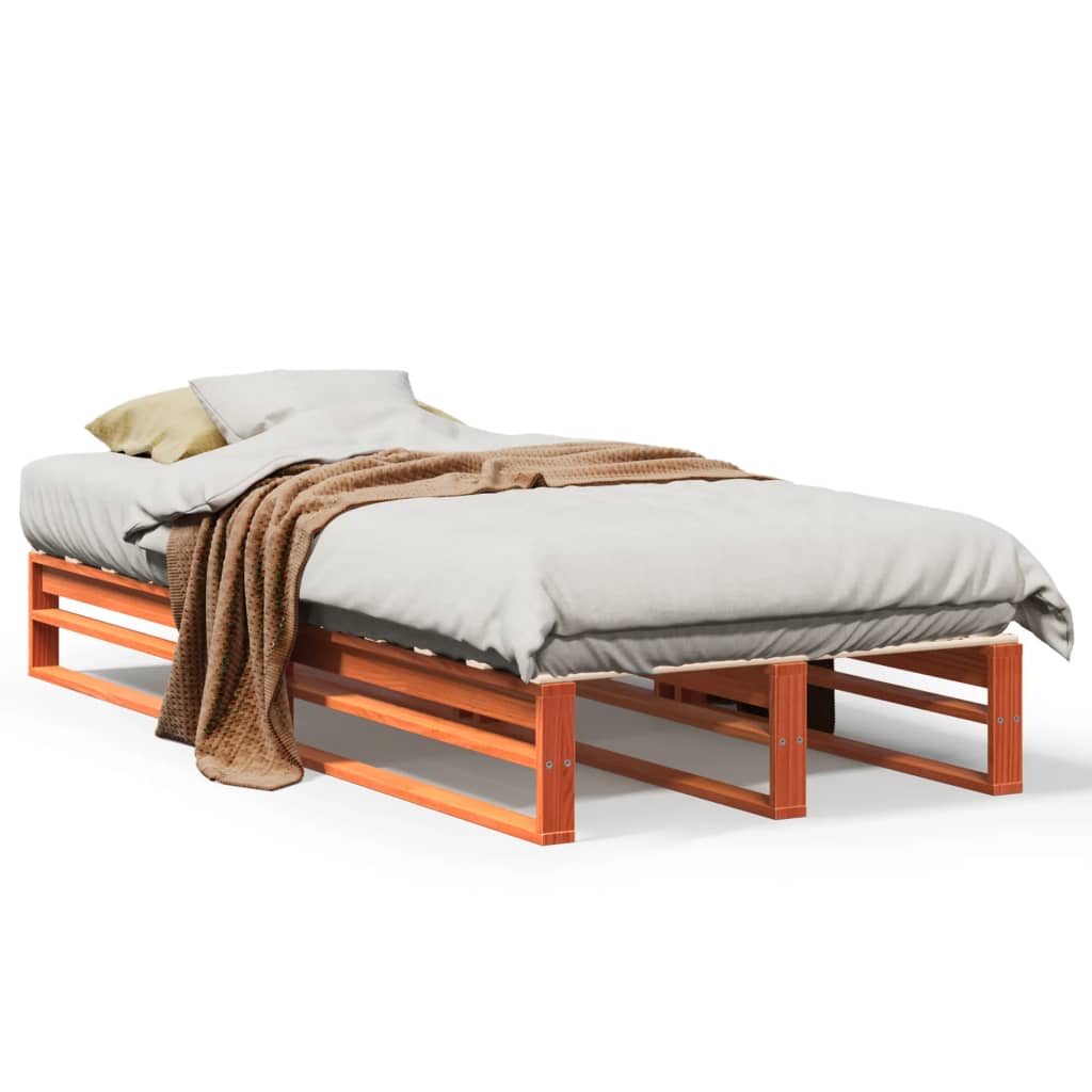 Bedframe zonder matras massief grenenhout wasbruin 90x190 cm is nu te koop bij PeponiXL, paradijselijk wonen!