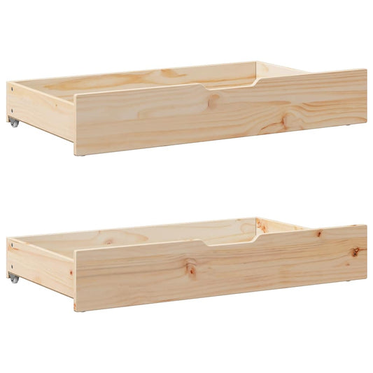 Bedlades 2 st met wieltjes 90x55x17 cm massief grenenhout is nu te koop bij PeponiXL, paradijselijk wonen!