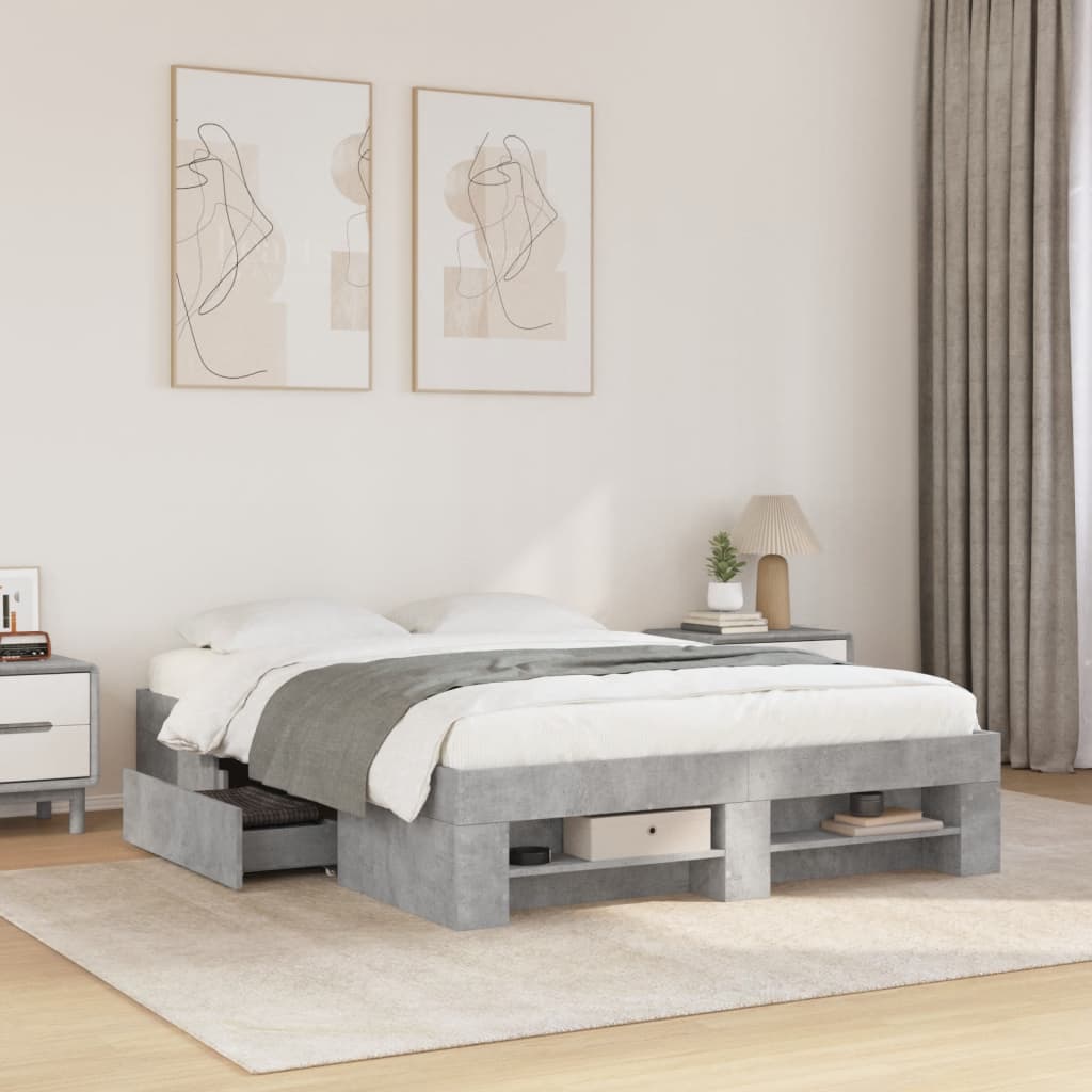 Bedframe bewerkt hout betongrijs 120x200 cm is nu te koop bij PeponiXL, paradijselijk wonen!