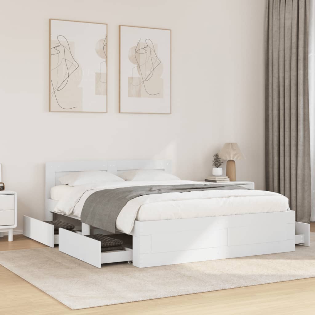 Bedframe met hoofdeinde zonder matras 140x200 cm wit is nu te koop bij PeponiXL, paradijselijk wonen!