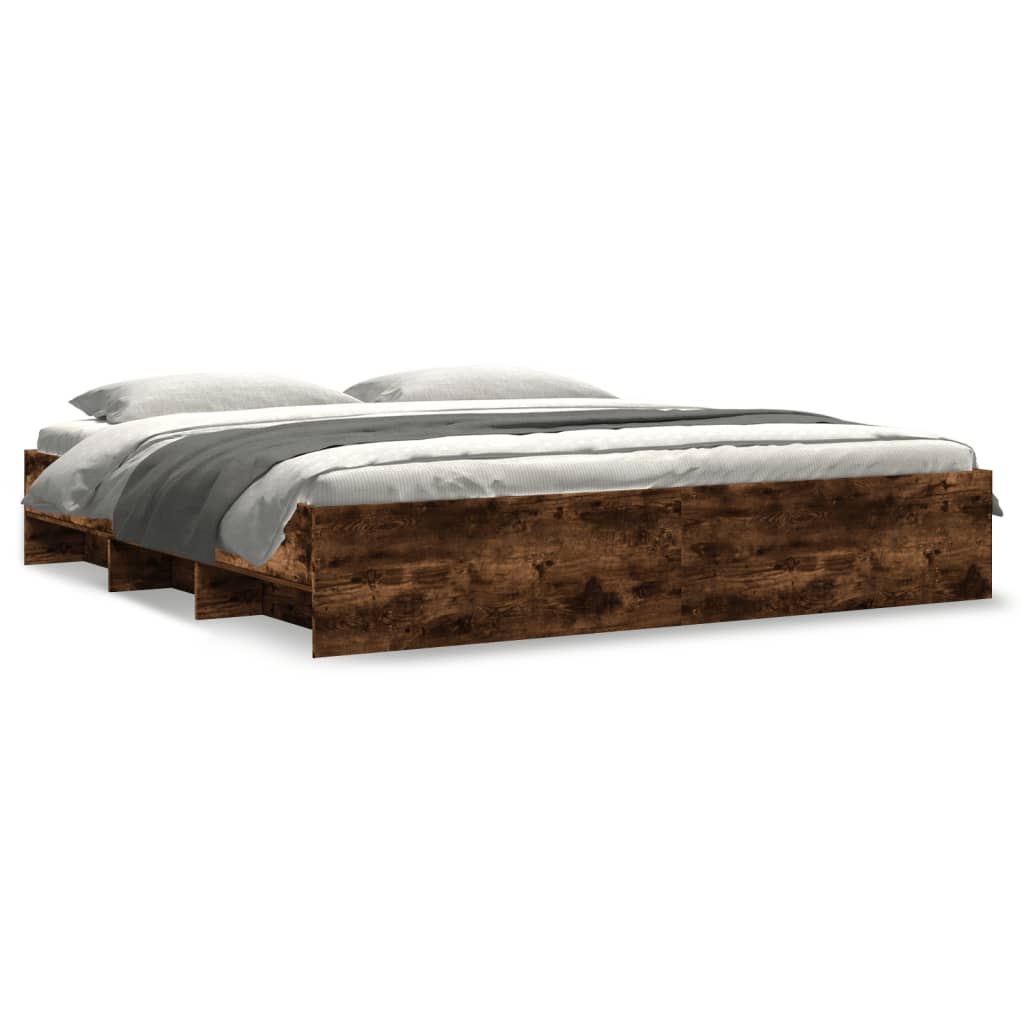 Bedframe zonder matras hout gerookt eikenkleurig 180x200 cm is nu te koop bij PeponiXL, paradijselijk wonen!