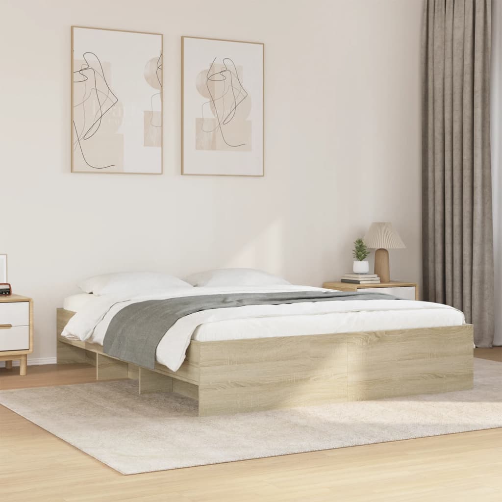 Bedframe zonder matras hout sonoma eikenkleurig 160x200 cm is nu te koop bij PeponiXL, paradijselijk wonen!