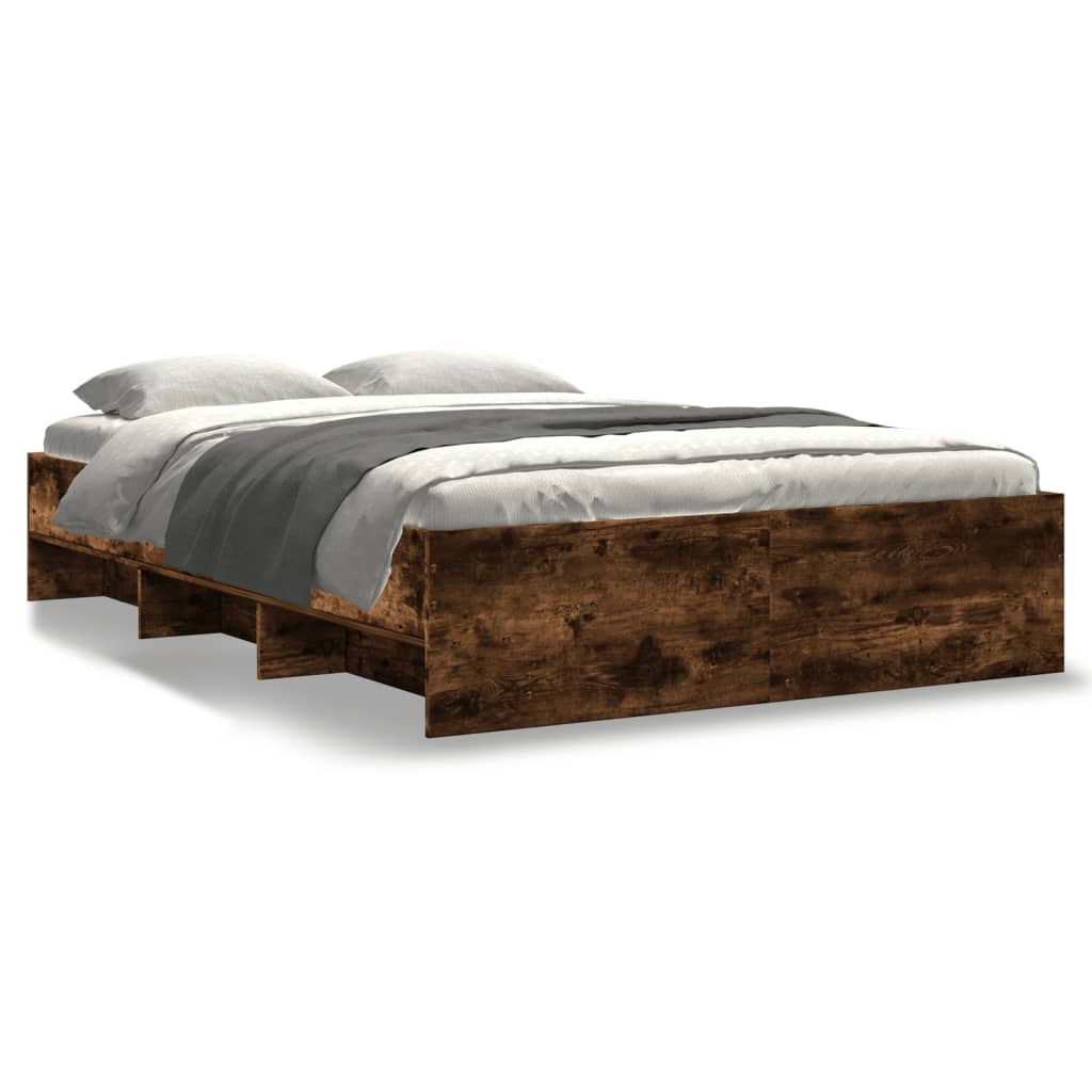 Bedframe zonder matras hout gerookt eikenkleurig 140x200 cm is nu te koop bij PeponiXL, paradijselijk wonen!