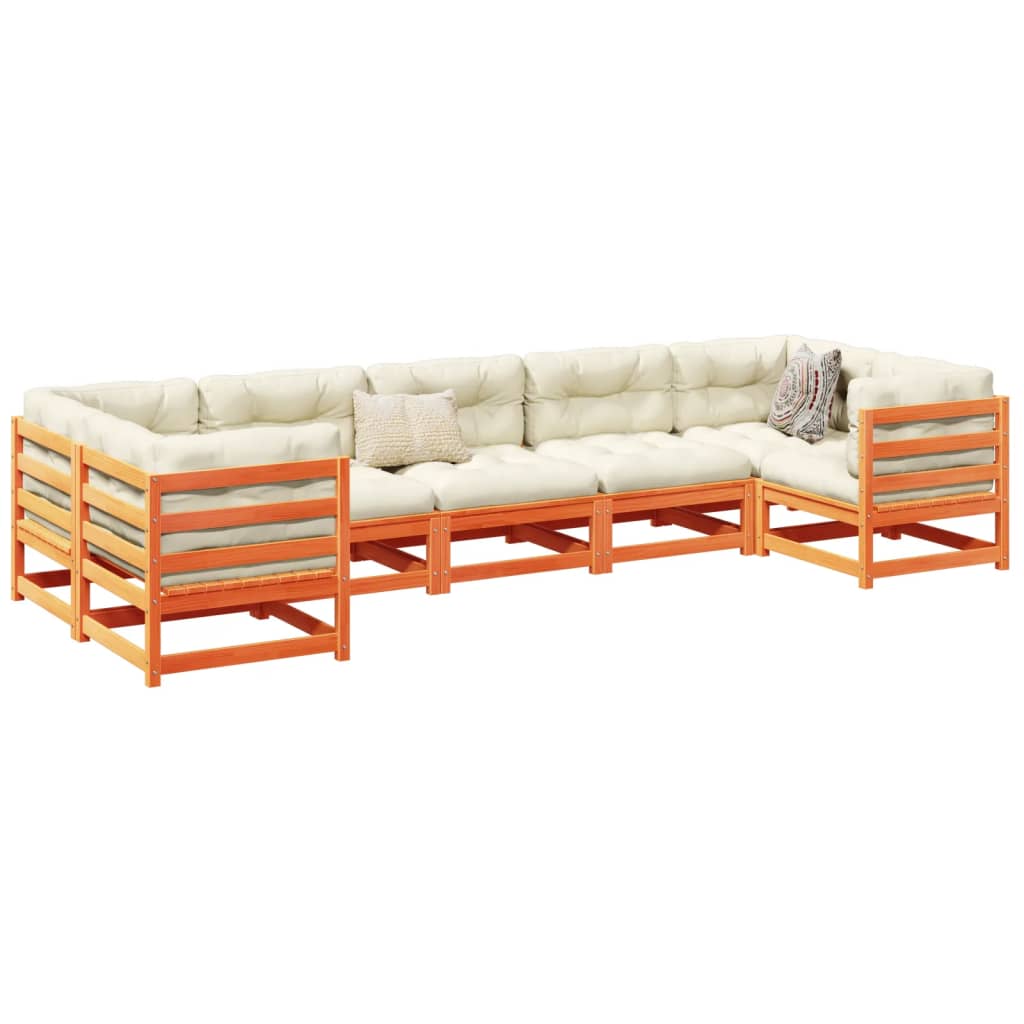 7-delige Loungeset met kussens massief grenenhout wasbruin is nu te koop bij PeponiXL, paradijselijk wonen!