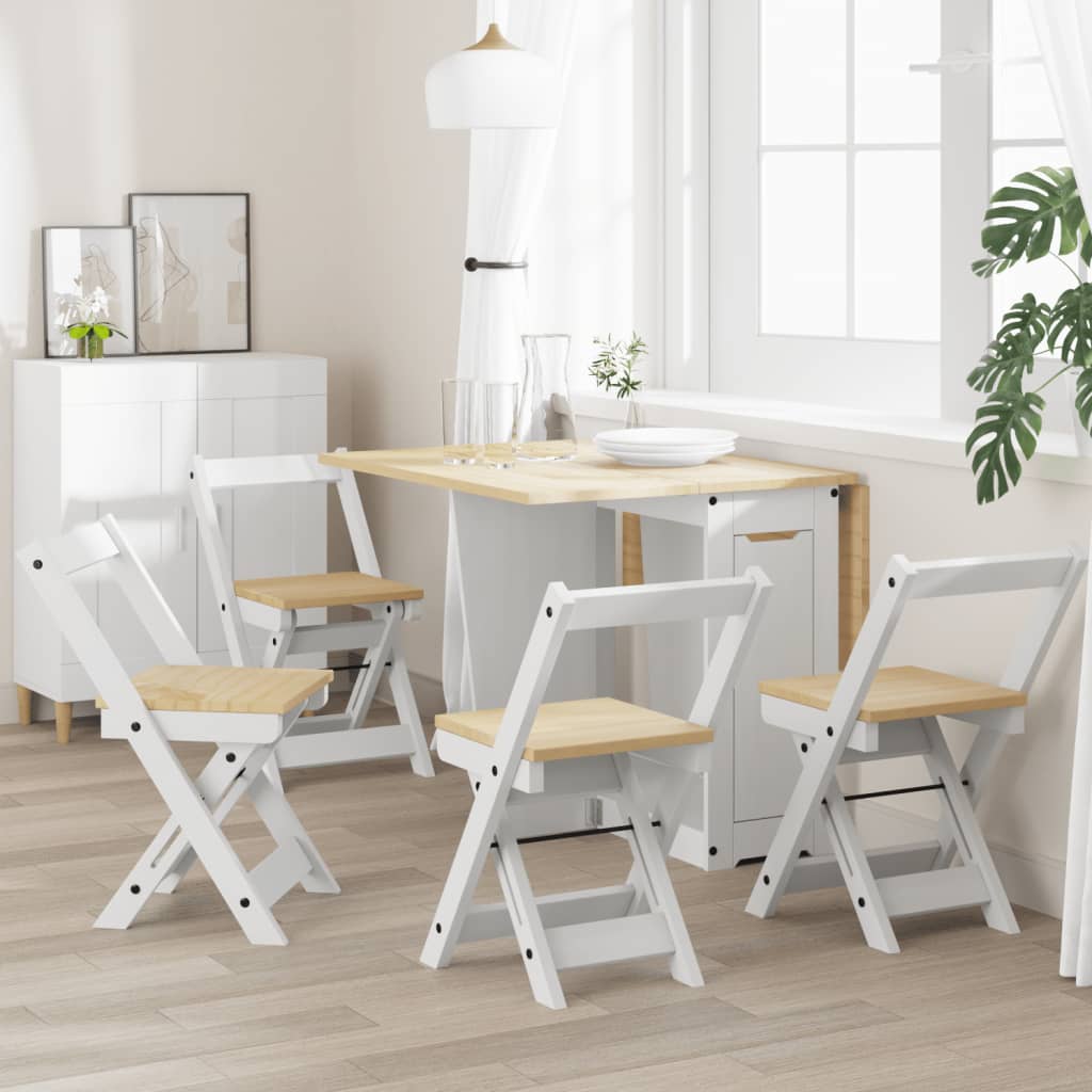 Eetkamerstoelen 4 st Corona inklapbaar massief grenenhout wit is nu te koop bij PeponiXL, paradijselijk wonen!