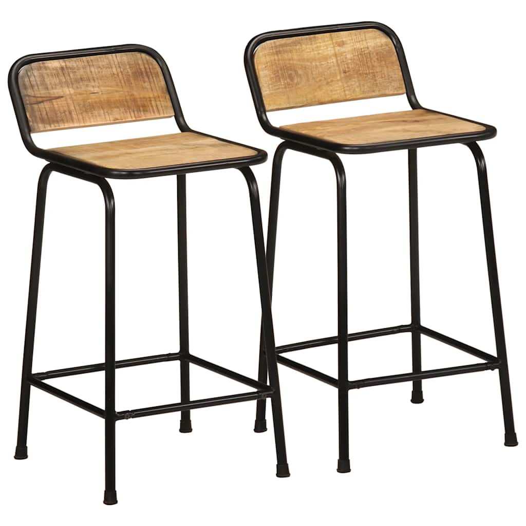 Barkrukken 2 st 46x35,5x80 cm massief hout ruw mango is nu te koop bij PeponiXL, paradijselijk wonen!