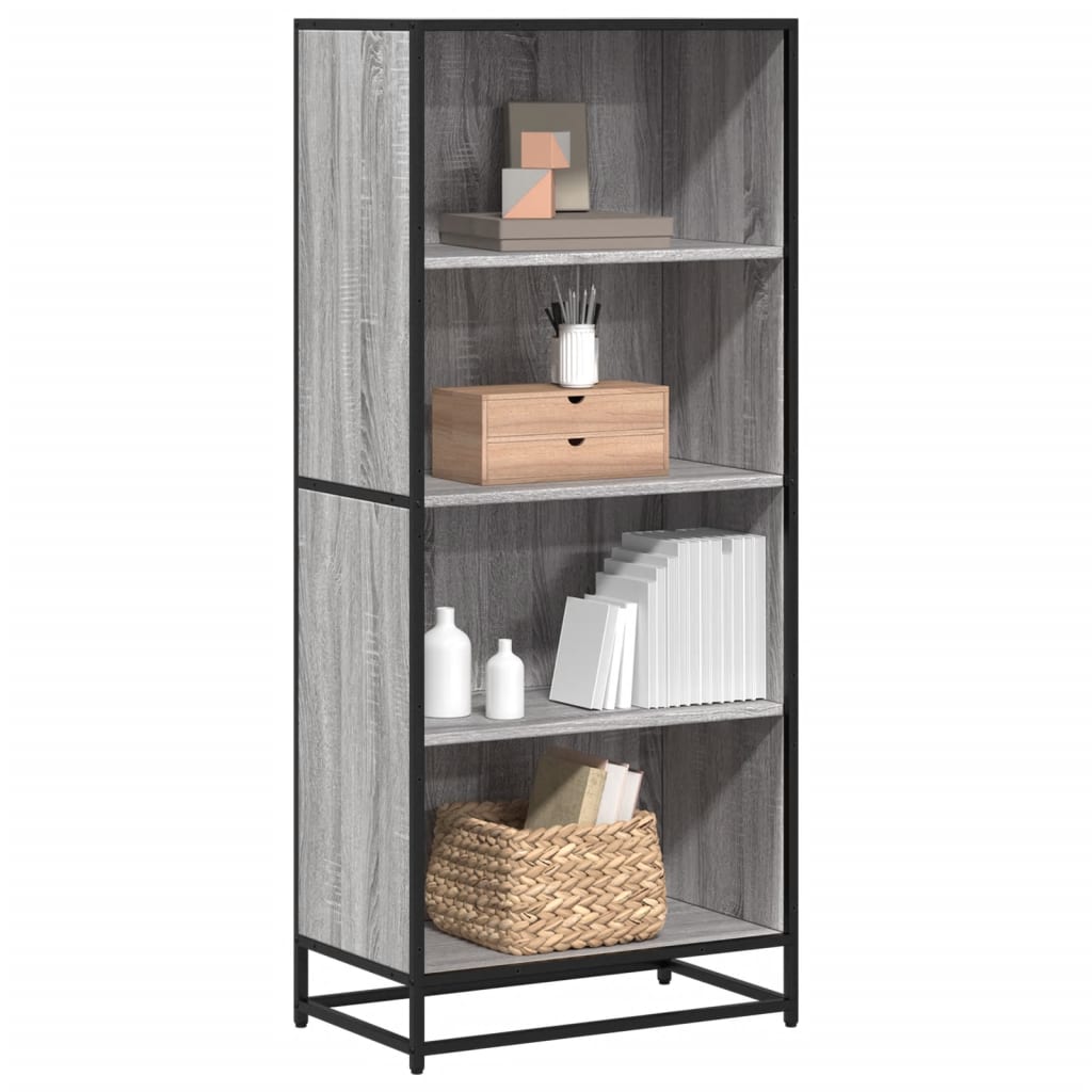 Boekenkast 60x35x139 cm bewerkt hout grijs sonoma eikenkleurig is nu te koop bij PeponiXL, paradijselijk wonen!