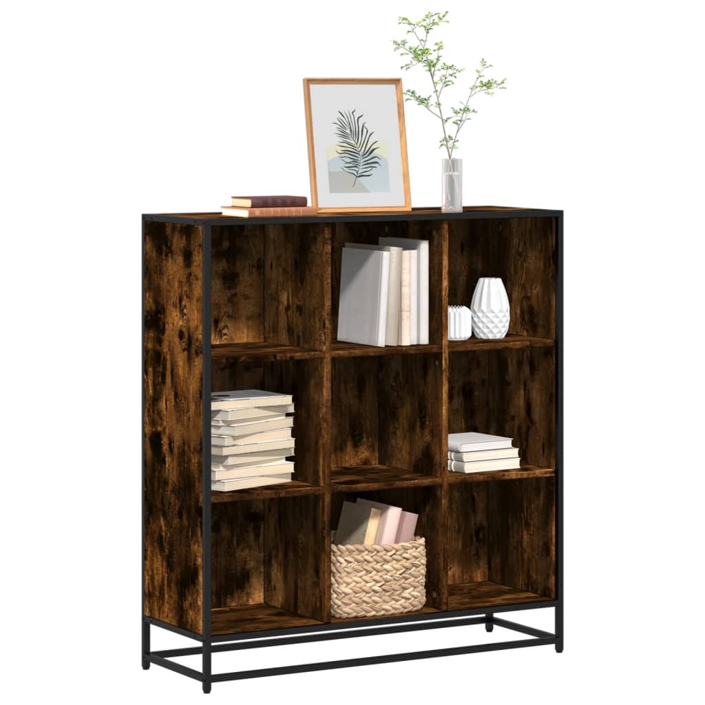 Boekenkast 97,5x33x107,5 cm hout en metaal gerookt eikenkleurig is nu te koop bij PeponiXL, paradijselijk wonen!
