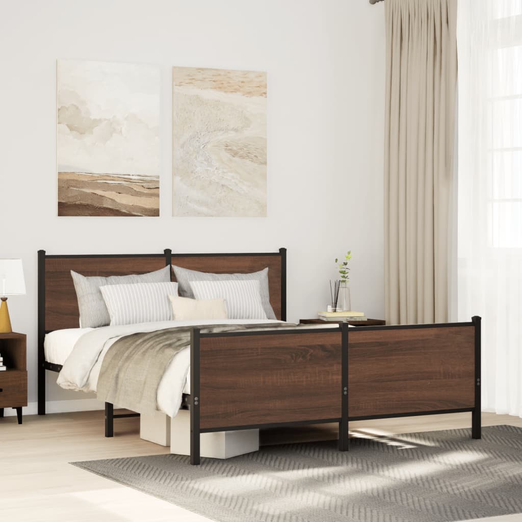 Bedframe zonder matras metaal bruin eikenkleur 180x200 cm is nu te koop bij PeponiXL, paradijselijk wonen!