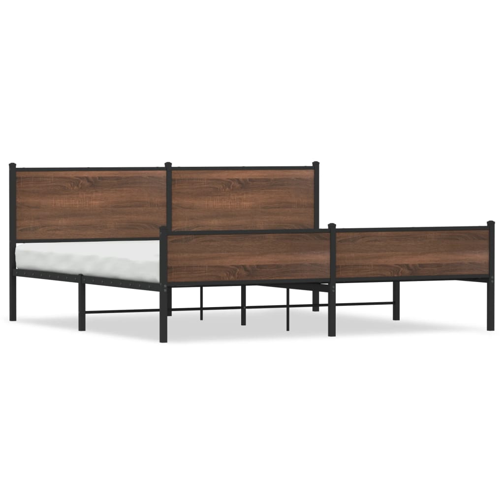 Bedframe zonder matras metaal bruin eikenkleur 193x203 cm is nu te koop bij PeponiXL, paradijselijk wonen!
