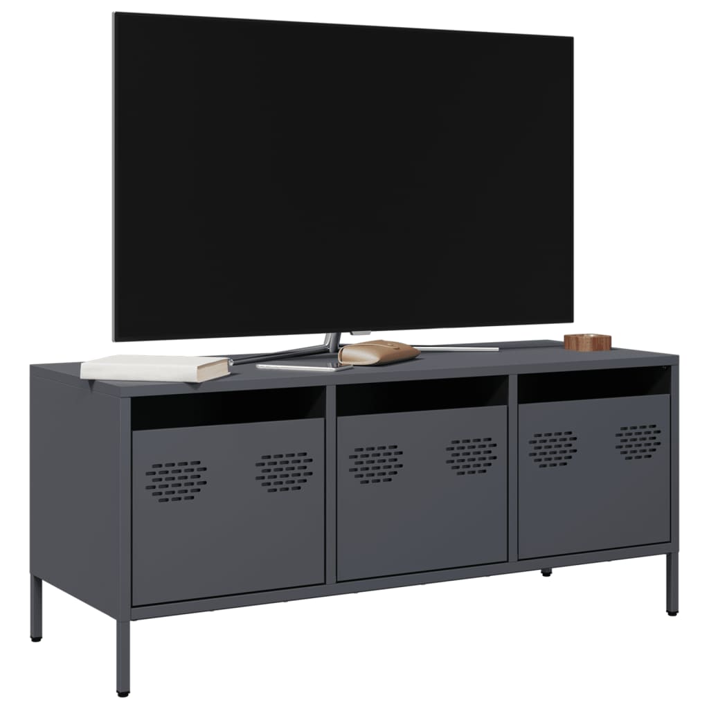 Tv-meubel 101,5x39x43,5 cm koudgewalst staal antracietkleurig is nu te koop bij PeponiXL, paradijselijk wonen!
