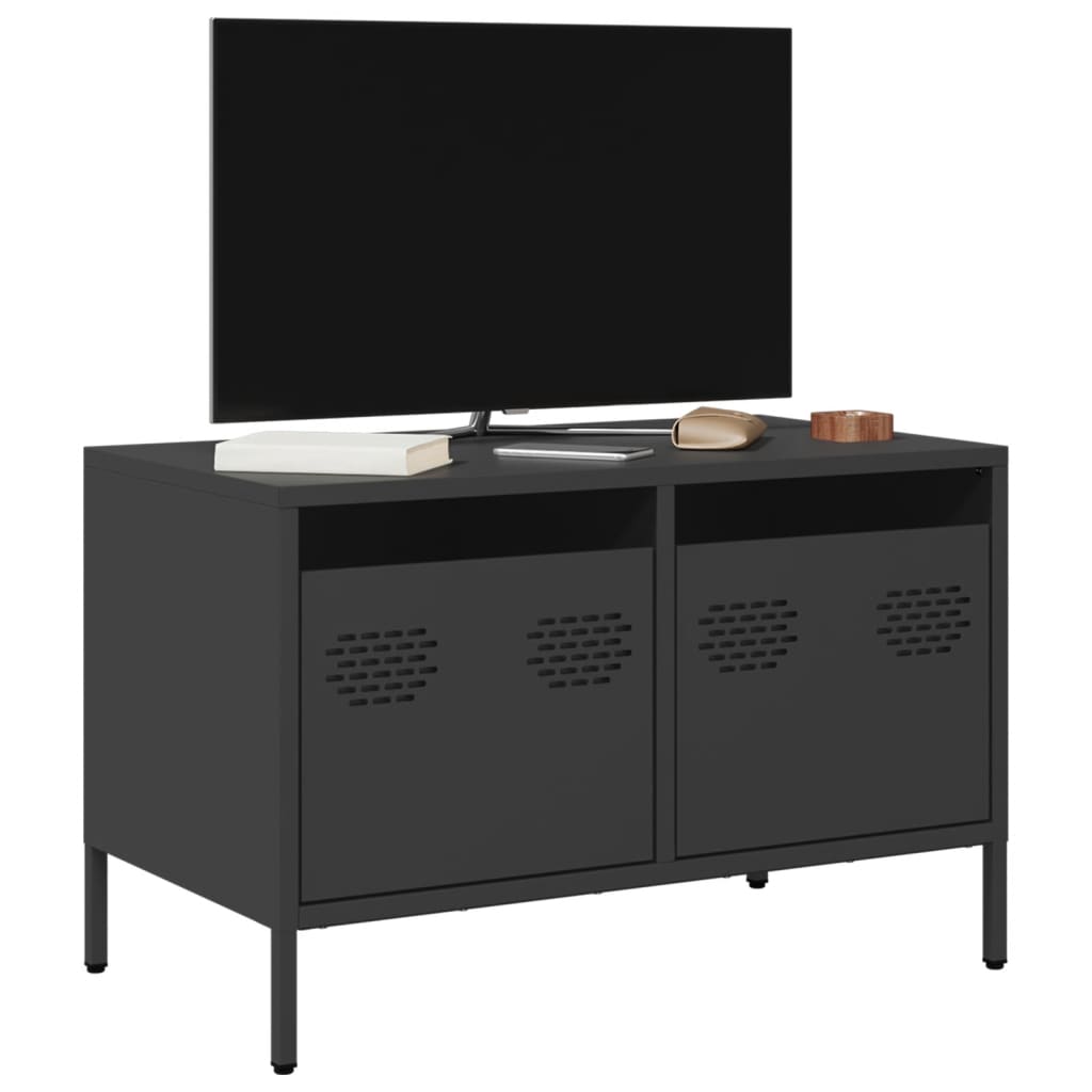 Tv-meubel 68x39x43,5 cm koudgewalst staal zwart is nu te koop bij PeponiXL, paradijselijk wonen!