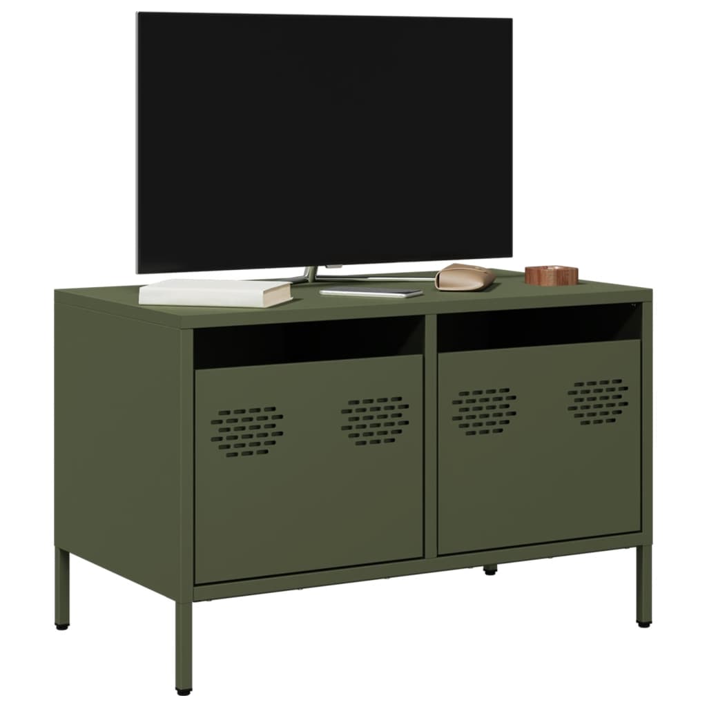 Tv-meubel 68x39x43,5 cm koudgewalst staal olijfgroen is nu te koop bij PeponiXL, paradijselijk wonen!