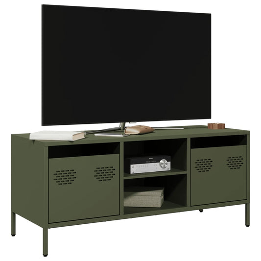 Tv-meubel 101,5x39x43,5 cm koudgewalst staal olijfgroen is nu te koop bij PeponiXL, paradijselijk wonen!