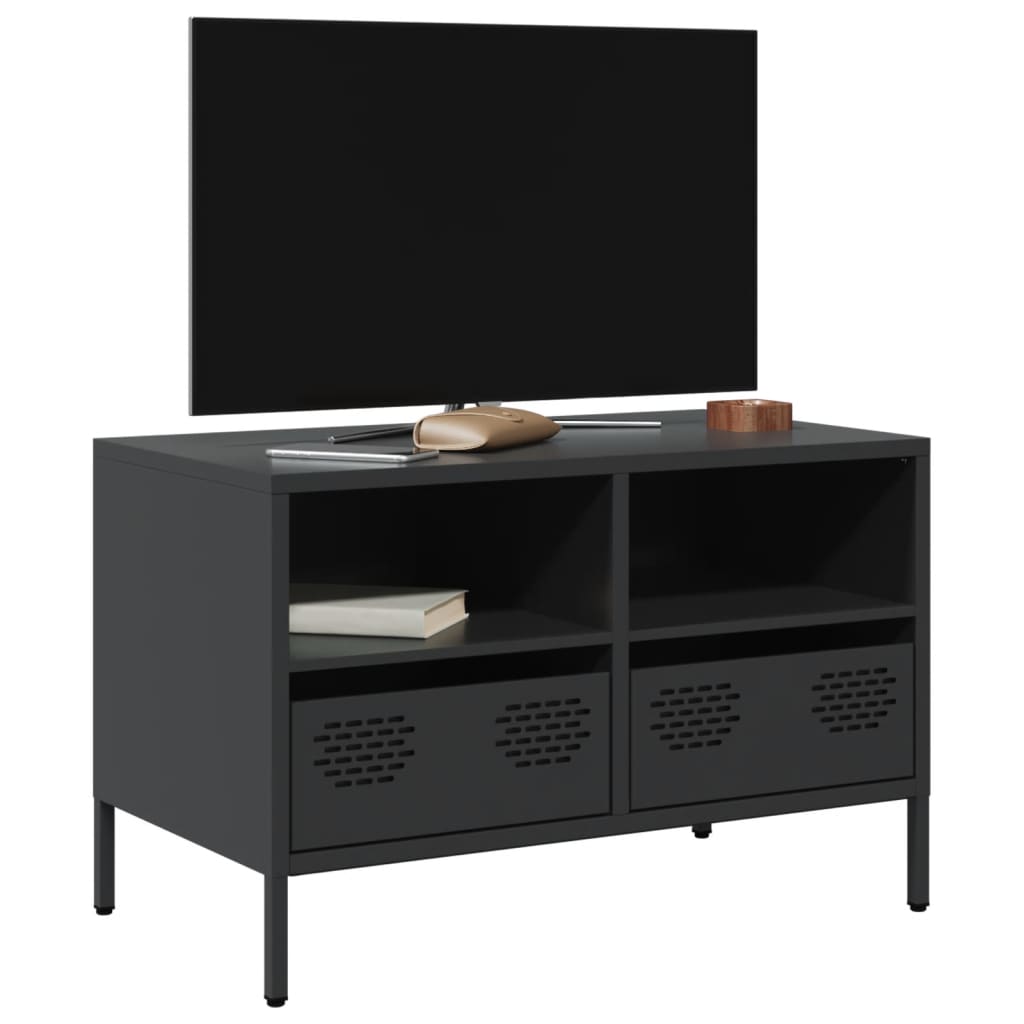 Tv-meubel 68x39x43,5 cm koudgewalst staal zwart is nu te koop bij PeponiXL, paradijselijk wonen!