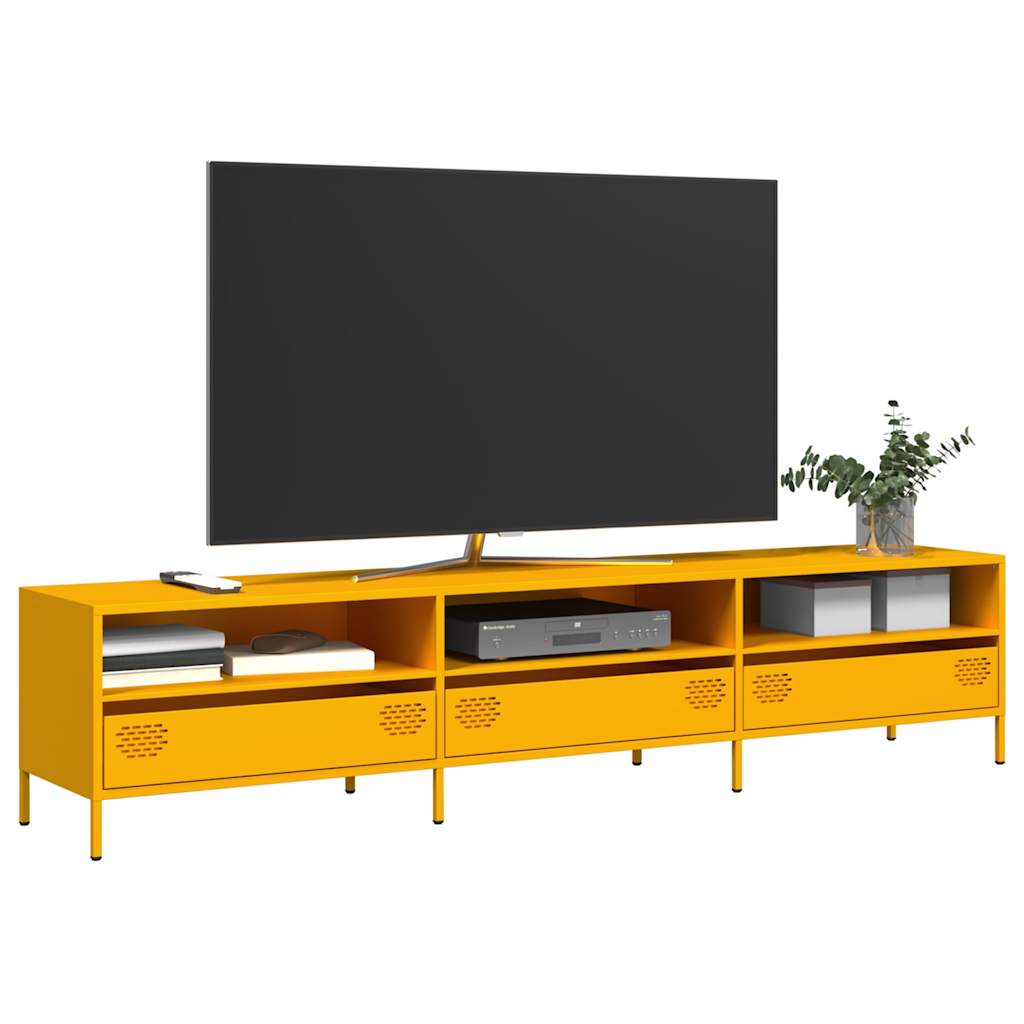 Tv-meubel 202x39x43,5 cm koudgewalst staal mosterdgeel is nu te koop bij PeponiXL, paradijselijk wonen!