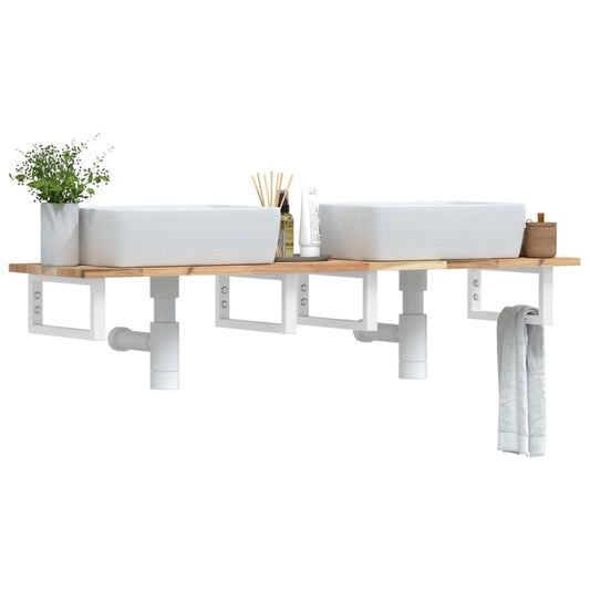 Badkamer wandschap staal en massief acaciahout is nu te koop bij PeponiXL, paradijselijk wonen!