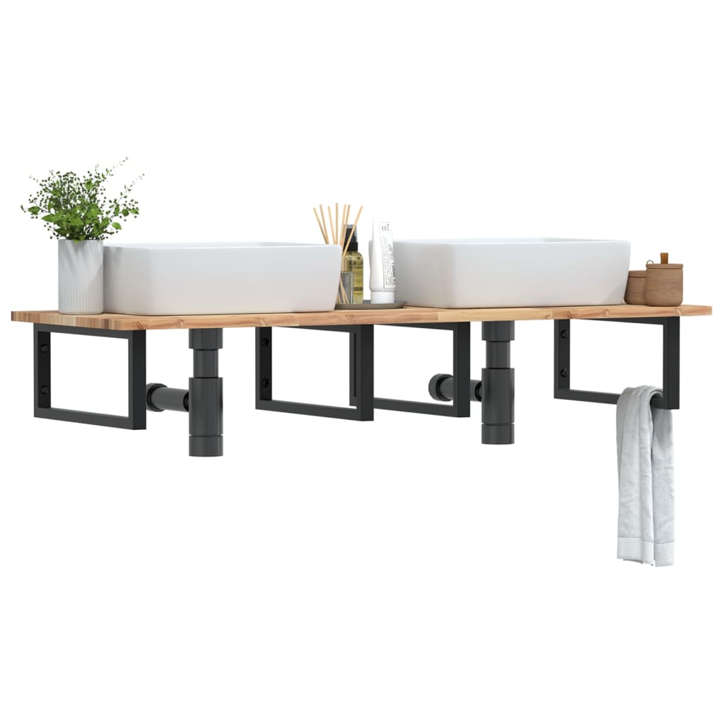 Badkamer wandschap staal en massief acaciahout is nu te koop bij PeponiXL, paradijselijk wonen!