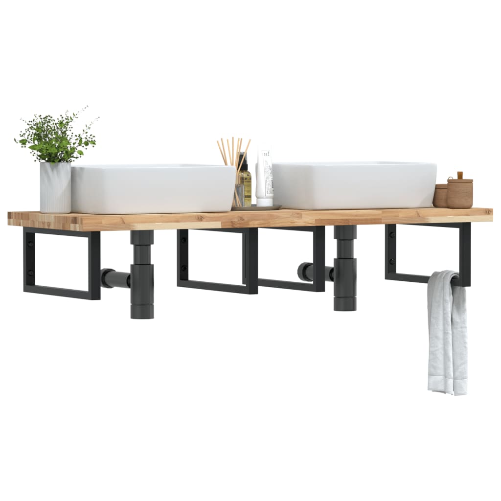Badkamer wandschap staal en massief acaciahout is nu te koop bij PeponiXL, paradijselijk wonen!