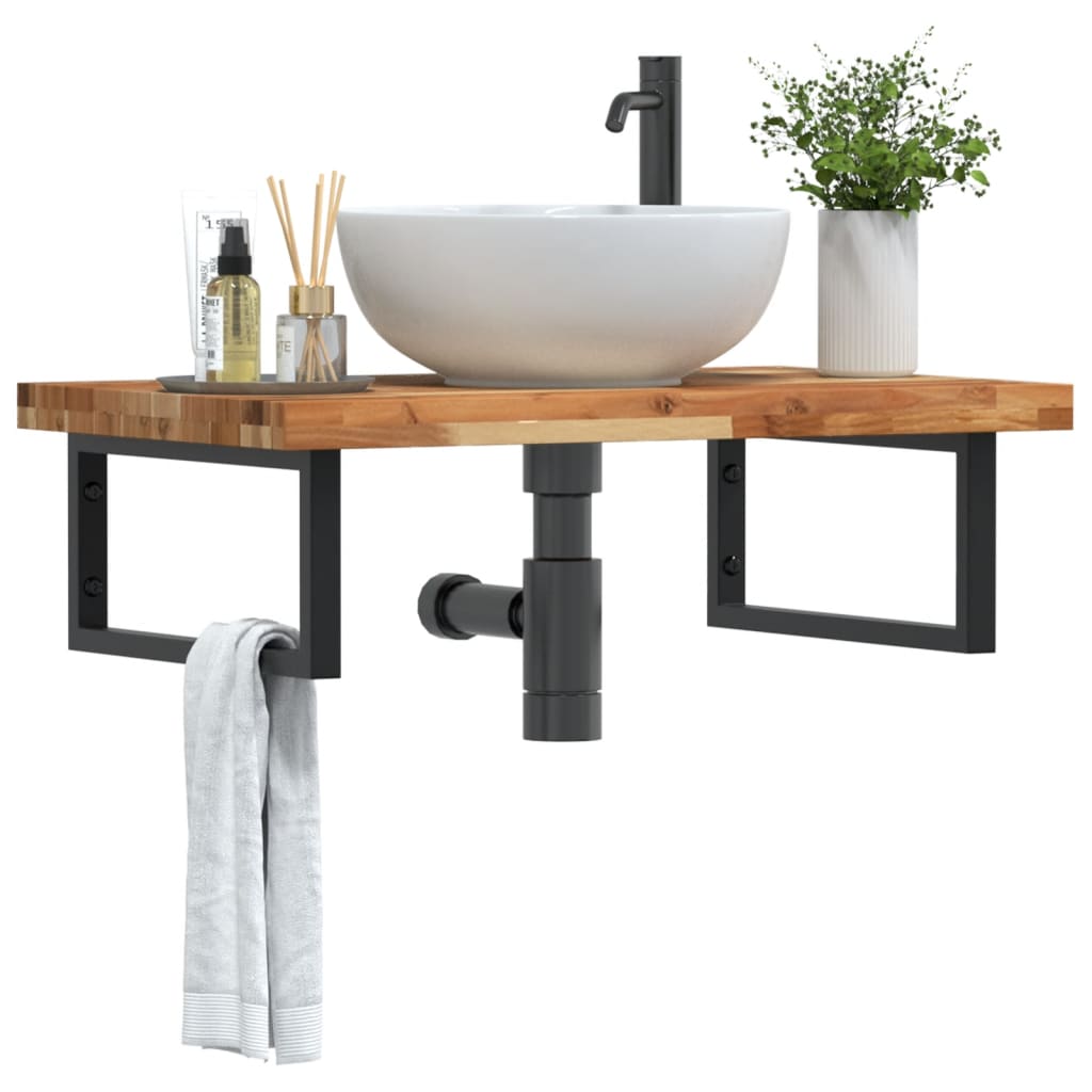 Badkamer wandschap staal en massief acaciahout is nu te koop bij PeponiXL, paradijselijk wonen!