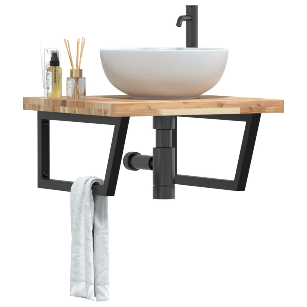 Badkamer wandschap staal en massief acaciahout is nu te koop bij PeponiXL, paradijselijk wonen!