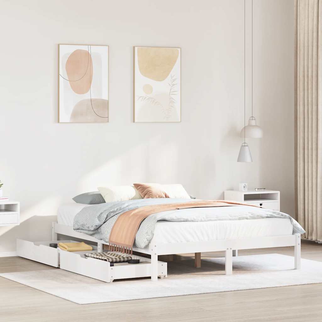 Bedframe zonder matras massief grenenhout wit 150x200 cm is nu te koop bij PeponiXL, paradijselijk wonen!