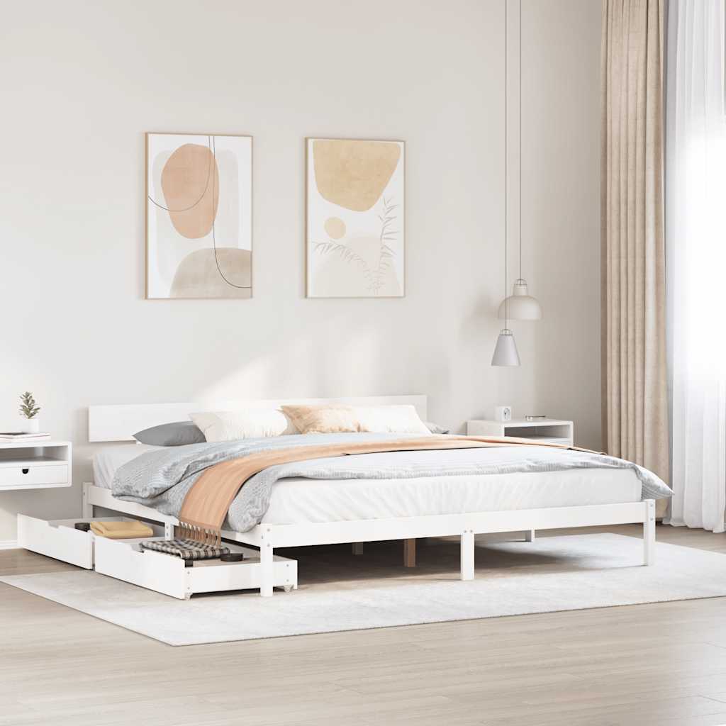 Bedframe zonder matras massief grenenhout wit 180x200 cm is nu te koop bij PeponiXL, paradijselijk wonen!