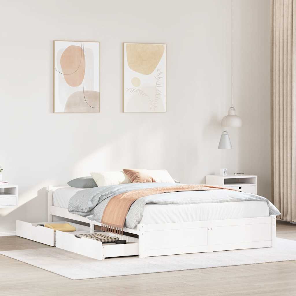 Bedframe zonder matras massief grenenhout wit 120x200 cm is nu te koop bij PeponiXL, paradijselijk wonen!